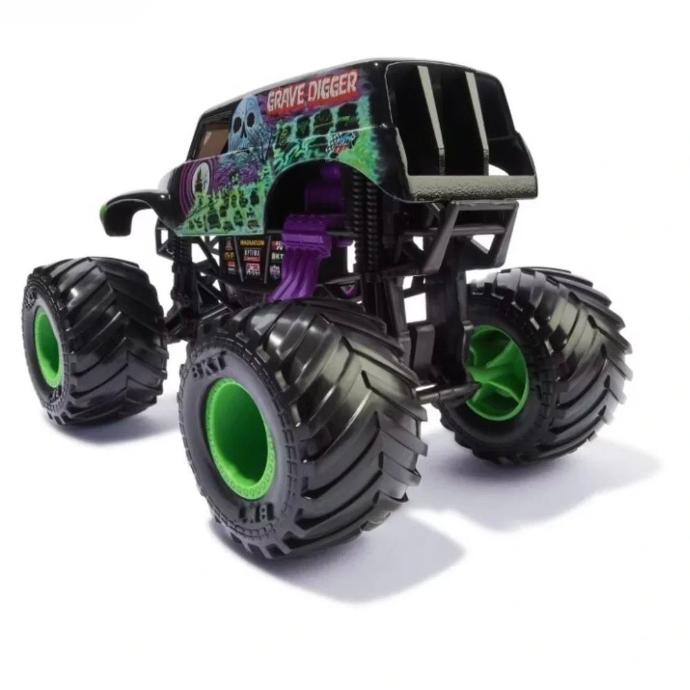 Black and Green Monster Jam Grave Digger Toy Truck with Oversized Wheels